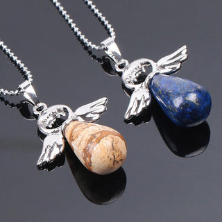 Buddha Gift Little Angel Wings Natural Crystal Luck Necklace Pendant