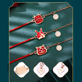 Buddha Gift 925 Sterling Silver Color-changing Chinese Zodiac Luck Protection Red String Chain Bracelet