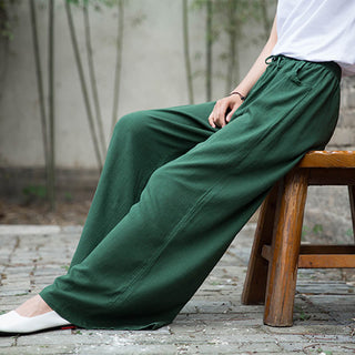 Buddha Gift Plain Wide Leg Pants Dance Women's Yoga Pants With Pockets