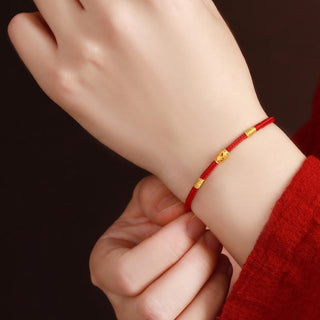 Buddha Gift 999 Gold Lucky Bead Eight Thread Peace Knot Red Rope Bracelet