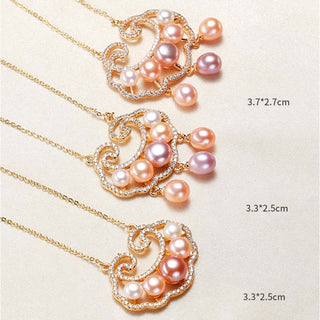 Buddha Gift 18K Gold Plated Natural Pearl Chinese Lock Charm Sincerity Necklace Pendant