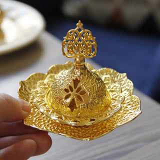 Buddha Gift Gold Leaf Coaster Spiritual Mini Alloy Metal Incense Burner