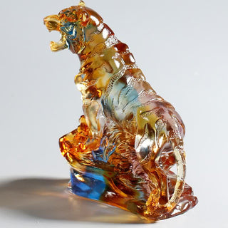 Buddha Gift Handmade Liuli Crystal Tiger Art Piece Protection Home Decoration