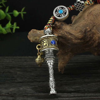 Buddha Gift Tibet Om Mani Padme Hum Prayer Wheel Peace Rotatable Bag Car Hanging Decoration