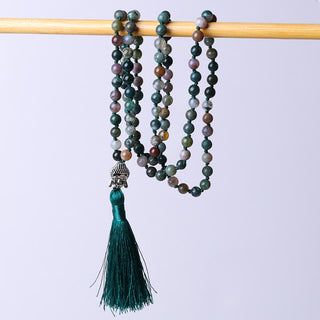 Buddha Gift 108 Mala Beads Indian Agate Buddha Head Cleansing Bracelet