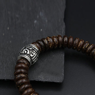 Buddha Gift Natural Tibetan Coconut Shell Om Mani Padme Hum Positive Bracelet