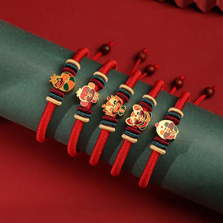 Buddha Gift Handmade 925 Sterling Silver Year of the Dragon Cute Chinese Zodiac Luck Braided Red Bracelet