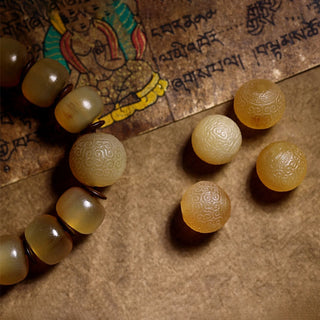 Buddha Gift Handmade Tibetan Sheep Horn Om Mani Padme Hum Auspiciousness Bracelet