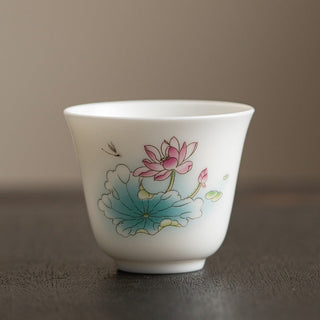 Buddha Gift Lotus Flower Leaf Mountain Pavilion Elk Peony Ceramic Teacup Kung Fu Tea Cup