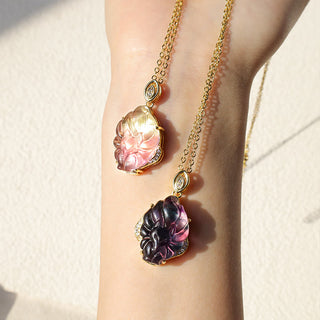 Buddha Gift Natural Colorful Fluorite Nine Tailed Fox Protection Necklace Pendant