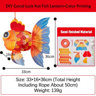 Buddha Gift DIY Good Luck Koi Fish Paper Lantern Lamp Mid-Autumn Festival Child Kids Lantern Decoration
