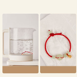 Buddha Gift Round Peace Buckle Jade Lotus Happiness Abundance Wealth String Bracelet