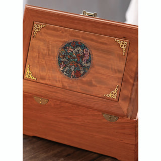Buddha Gift Antique Handmade Rosewood Jewelry Storage Box Lockable Large Double Layer Flower Wooden Gift Organizer Box