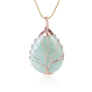 Buddha Gift Natural Quartz Crystal Tree Of Life Healing Energy Necklace Pendant