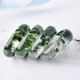 Buddha Gift Moss Agate Healing Balance Ring