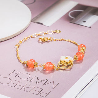 Buddha Gift Red Agate Tridacna Stone Flower Confidence Bracelet