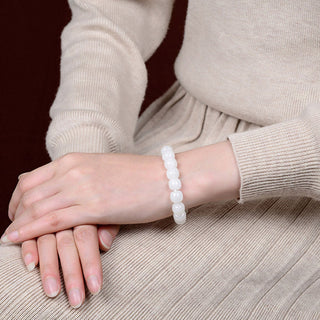 Buddha Gift Hetian White Jade Happiness Blessing Bracelet