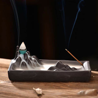 Buddha Gift Mountains Flowing Water Ceramic Blessing Backflow Incense Burner