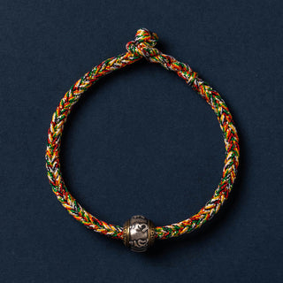 Buddha Gift 925 Sterling Silver Tibet Handmade Om Mani Padme Hum Luck Protection King Kong Knot Braided Bracelet