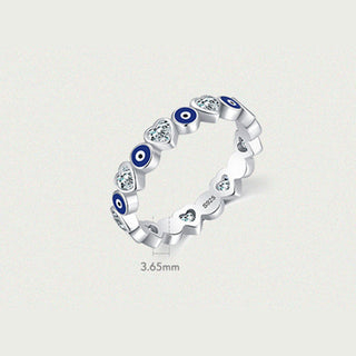 Buddha Gift 925 Sterling Silver Evil Eye Love Heart Zircon Blessing Ring