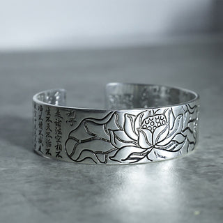 Buddha Gift Tibetan Lotus White Copper Luck Bracelet
