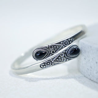 Buddha Gift Zircon Water Drop Pattern Healing Cuff Bracelet Bangle