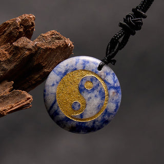 Buddha Gift Various Crystal Amethyst Tiger Eye Green Aventurine Yin Yang Spiritual Necklace Pendant