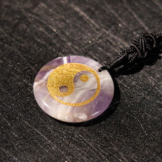 Buddha Gift Various Crystal Amethyst Tiger Eye Green Aventurine Yin Yang Spiritual Necklace Pendant