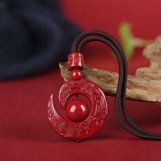 Buddha Gift One's Luck Improves Design Patern Natural Cinnabar Concentration Necklace Pendant