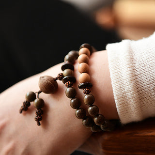Buddha Gift Tibetan Sandalwood Protection Charm Mala Bracelet