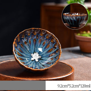 Buddha Gift Lotus Peacock Dragon Phoenix Koi Fish Ceramic Teacup Inlaid Tea Cups 120ml