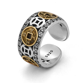 Buddha Gift Five-Emperor Coins Balance Adjustable Ring