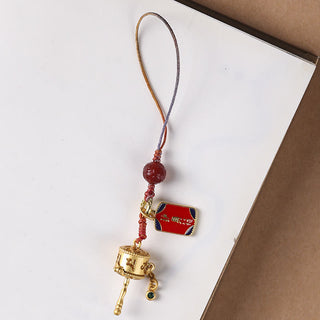 Buddha Gift Tibetan Om Mani Padme Hum Prayer Wheel Amulet Charm Protection Phone Hanging Decoration