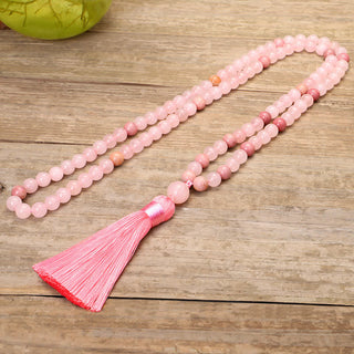 Buddha Gift 108 Mala Beads Pink Crystal Love Tassel Bracelet