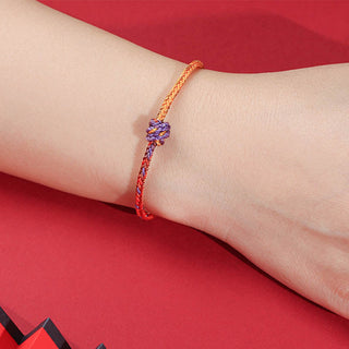 Buddha Gift Handcrafted Colorful Purple Gold Red Braid Rope Bracelet