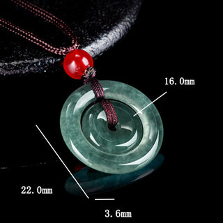 Buddha Gift Green Jade Double Peace Buckle Abundance Necklace Pendant