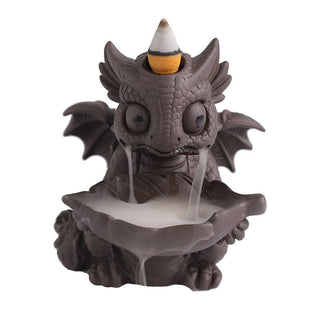 Buddha Gift Lovely Dinosaur Purple Clay Backflow Smoke Fountain Healing Incense Burner Decoration