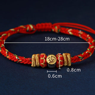Buddha Gift Chinese Zodiac Natal Buddha Silver Luck Braided String Bracelet