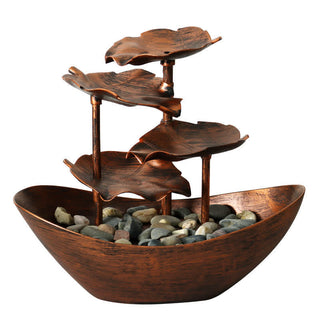 Buddha Gift Lotus Leaf Shaped Waterfall Fountain Tabletop Ornaments With LED Light Home Office Desktop Decoration