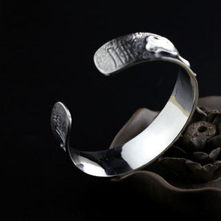 Buddha Gift 925 Sterling Silver Lotus Flower Calm Bracelet Adjustable Bangle