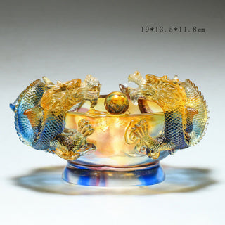 Buddha Gift Feng Shui Chinese Zodiac Dragon Handmade Liuli Crystal Art Piece Protection Home Office Decoration