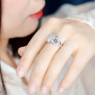 Buddha Gift 990 Sterling Silver Natural Chalcedony Plum Positive Harmony Ring