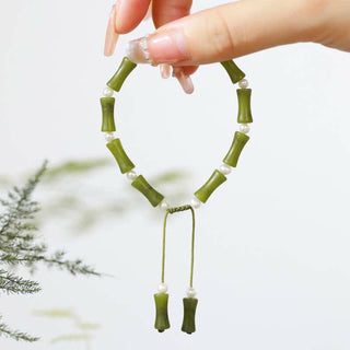 Buddha Gift Natural Peridot Bamboo Pattern Love Peace Bracelet