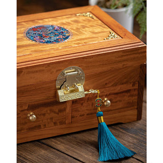 Buddha Gift Antique Handmade Rosewood Jewelry Storage Box Lockable Large Double Layer Flower Wooden Gift Organizer Box