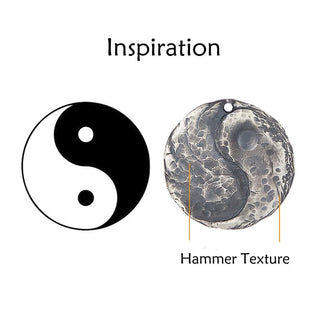 Buddha Gift 990 Sterling Silver Yin Yang Hammer Texture Harmony Necklace Pendant