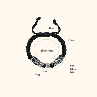 Buddha Gift 999 Sterling Silver Double Dragon Luck Handmade Braided Bracelet