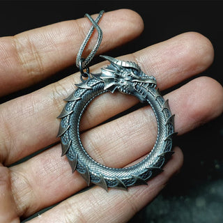 Buddha Gift Pure Tin Dragon Snake Protection Necklace Pendant