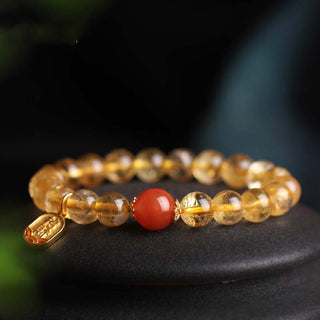 Buddha Gift Citrine Red Agate Fortune Charm Bracelet