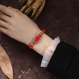 Buddha Gift Red String Jade Luck Fortune Knot Braided Couple Bracelet