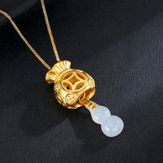 Buddha Gift  Auspicious Feng Shui Money Bag Jade Pendant Necklace